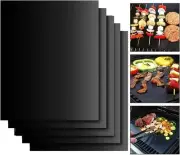 Grill Mat Set of 5, Non-Stick Reusable, Heavy Duty Barbecue Baking Mat for Ch...