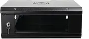 4U Server Rack Enclosure, Wall Mount Server Cabinet with Glass Locking Door, Wall Mount Computer Case, 15.7inch Depth, Lockable Server Case for IT Equipment, A/V Devices
