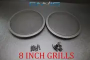 (2) 8 INCH STEEL SPEAKER SUB SUBWOOFER GRILL FINE MESH W/ CLIPS SCREWS GT-8