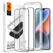 SPIGEN iPhone 16e/ 14/ 13/ 13 Pro Screen Protector, Genuine AlignMaster Full Cover Tempered Glass 2PCS for Apple
