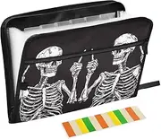 Quteprint 13 Pockets Expanding File Folder with Zipper Closure, Funny Skull Two Skeletons Accordion File Folder with Sticky Labels, Letter Size A4 Papers Expandable File Document Organizer