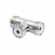 UHF Adapter SO-239 Female to 2x UHF Female Jack 3 Way T Type RF Coax Connector