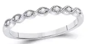 14kt White Gold Diamond Womens Stackable Band Ring 1/20 Cttw