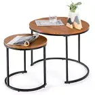 Giantex Set of 2 Round Nesting Coffee Table Compact Side End Tables Furniture