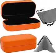 [YOKONICO] Large Sunglasses Case Hard Shell - Glasses Holder with Pouch & Cloth, Premium PU Leather Eyewear Protection for Men & Women - Ideal for Sunglasses & Eyeglasses