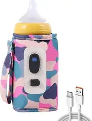 Nuyhadds USB Milk Bottle Warmer Bag, USB Bottle Warmer, Portable Digital Breast Warmer USB Bottle Warmer, Adjustable Bottle Bag with 5 Speed Heat Retention for Kids and