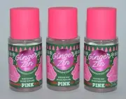 3 VICTORIA'S SECRET PINK GINGER ZEN SCENTED BODY MIST SPRAY TRAVEL SIZE 2.5OZ