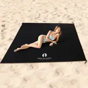 Red Suricata Sand Free Beach Mat Blanket Black