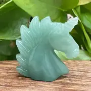 2" Natural Aventurine quartz unicorn skull carved crystal gem reiki healing 1pc