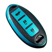 Sleek TPU Leather Car Key Fob Case for Nissan Leaf Micra For Qashqai Green
