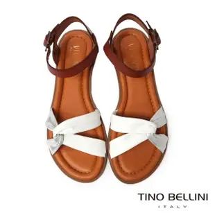 【TINO BELLINI 貝里尼】西班牙進口全真皮撞色扭結涼鞋FSJV005(銀色)