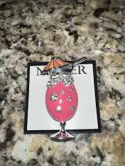 NEW Napier Silver Tone Tropical Umbrella Drink Pin Brooch