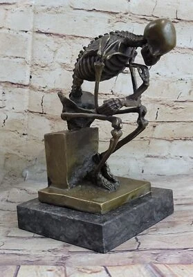Art Decor M.Lopez Nude Man Male Thinker Original Artwork Bronze Sculpture Figure