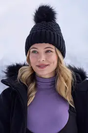Lisbon Borg Lined Womens Thermal Pom-Pom Beanie