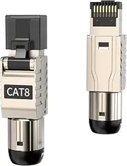 ZOERAX 2-Pack RJ45 Connectors Tool Free Cat 8, Cat8 Field Termination Plug Shielded RJ45 Modular Plugs for 2000MHz 2GHz 40G Double Shielded Solid LAN Cable 22AWG-24AWG