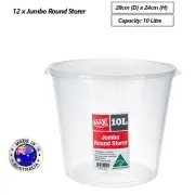 12 x Round Kitchen Pantry Storer 10L Food Honey Storage Container Buckets Bin