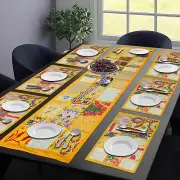 6 Pcs Mat 1 Runner Embroidered Place Mat Runner Dining Table Patchwork Table mat