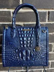 NWT $365 Brahmin Small Caroline Kyanite Melbourne Satchel blue leather