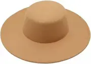 [LJJCSFF] Fashion Jazz Hat Classic Fedora Hat Flat Top Hat Porkpie Fedora Hat Large Wide Brim Hat Polyester Top Hat Girl Boater Hat for Women Brown, Brown