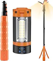 Camping Light with Stand | 64.57 inches LED Camping Lantern | Telescopic Light | Rechargeable 10000mAh dimmable Tripod lamp with Waterproof Design – Ideal for Fishing, Hiking, or Garage workshops