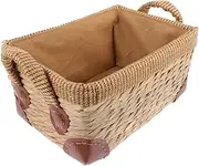 FONDOTIN Hand Woven Picnic Basket with Double Handles Rustic Storage for Home Parties and Outdoor Events for Fruit Picking Flower Arranging and Decoration