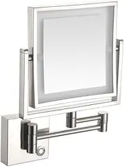 Wall Mounted Lighted Makeup Mirror,Double-Sided LED Vanity Mirror, 3X Magnifying Bathroom Mirror，Stepless Dimming，HD Shaving Mirror,Hardwired,Nickel