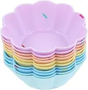 10Pcs Silicone Baking Cups Non Stick Muffin Liners for Cupcakes Easy Release Silicone Molds and Reusable Bakeware for Ovens and Microwaves