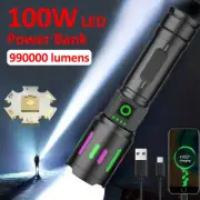 990000 Lumen LED Flashlight Rechargeable Strong Light Torch Lamp IPX4 Waterproof