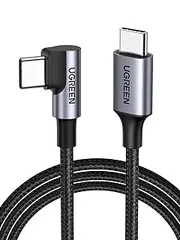 [UGREEN] 60W USB C to USB C Cable, Right Angle 90 Degree L Shape, PD Fast Charging Cord for iPhone 16 Pro Max/15, Google Pixel 9/8/7, Galaxy S25 Ultra/S24, MacBook Pro, iPad Pro 2024, Switch, 1M