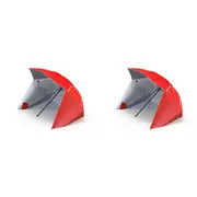 2PK Havana Outdoor Beach/Camping Portable Umbrella UV & Waterproof 180cm Red