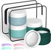 Travel Containers for Toiletries, Small Travel Containers, Silicone Cream Jars, TSA Approved Cosmetic Jars, Leak-proof Cosmetic Jar for Cream lotions Skincare (Green)