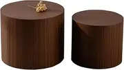Nesting Coffee Table Set of 2 – Round Wooden Modern Coffee Table | Space-Saving Nesting Design | Eco-Friendly and Durable MDF Top Board | Suitable for Living Room, Bedroom, Office (Walnut)