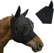 Fly Mask for Horses, Horse Mask, Horse Head Mask, Horse Stuff, Horse Mask Adult, Mask Half Face with Ears Black Padded Mesh Fly Mask Hood Horse Fly Mask Long Nose with Ears Comfortable