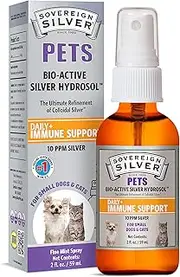 Sovereign Silver For Pets Bio-Active Silver Hydrosol For Immune Support - 2Oz - Fine Mist Spray Ultimate Refinement Colloidal Silver - Safe, Pure & Effective - Premium Silver Supplement