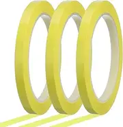 uxcell Whiteboard Tape 8mm x 66m Pinstripe Graphic Chart Line Grid Marking Tapes for Classroom Office Dry Erase Board Art, Light Yellow, Pack of 3