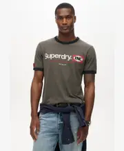 Core Logo Ringer Workwear Graphic Tee | Dusky Slate Grey