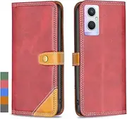 [Klapber] Case for Oppo A96 5G Leather Case for Oppo A96 5G Wallet Case Holster with Card Slot & Kickstand Bumper Soft TPU Silicone Shell Cover for Oppo A96 5G, Red