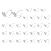 30 Pcs Alloy Butterfly Charm Open Back Bezel Frame, Dark Silver, 1.54" x 1.5"