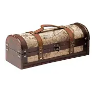 Twine Old World Wine Bottle Gift Box, Wooden Wine Box with Lid and Handle, Wo...