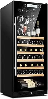 Wine Cooler Refrigerator 48 Bottles Soda Beer Winery Refrigerator Cooker Independent Stainless Steel and Silent Operation Compressor Compressor Door of V