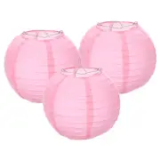 3Pcs 12 Inch Pink Paper Lanterns Decorative Round Hanging Ball Lantern