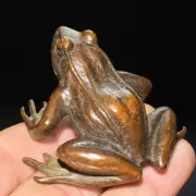 134g Ancient Chinese Handcrafted Brass Exquisite frog statues gift 318