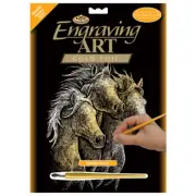 Engraving SCRAPERFOIL Scratch Art Kit GOLD FOIL Engrave HORSES