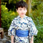 H 男童日本兒童和服浴衣抗皺男童日式浴衣傳統小孩