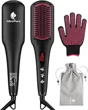 MiroPure 2 In 1 Ionic Hair Straightener Brush With Heat Resistant Glove And Temperature Lock Function (Black)