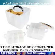 3-Tier Storage Box Container 6 lock tabs With 18 compartments Bead Organisation