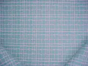 4-1/4Y DONGHIA BRENTANO AQUA BLUE SOFT WHITE LATTICE STRIE UPHOLSTERY FABRIC