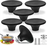 Universal Pot Lid Knobs, 6 Pcs Pot Lid Replacement Knob, Pot Lid Knobs for Frying Pan, Slow Cookers, Skillets and Non-Stick (Black)
