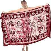 [LA LEELA] Women's Bikini Wrap Cover up Swimsuit Dress Sarong Batik Plus Size