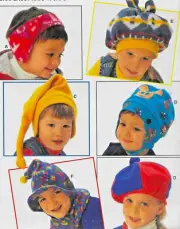 Six Adorable Kids' Children BURDA HATS 'N CAPS E 3956 Ear Warmers*Wizard Hat++++